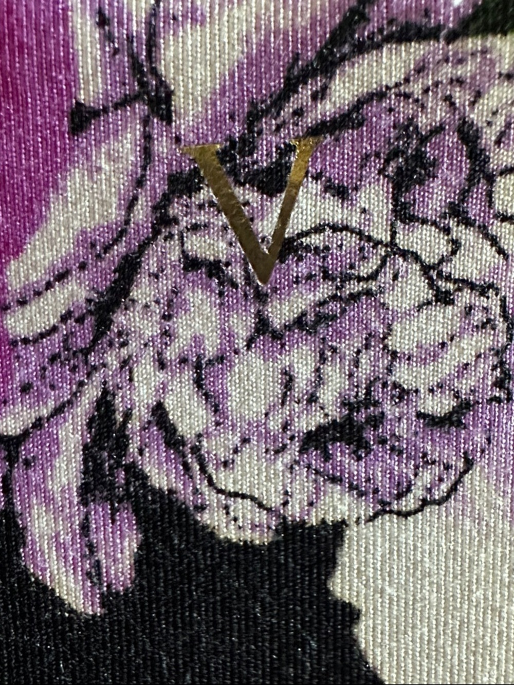 Victoria’s Secret Floral Print Leggings - Black with Purple Floral Pattern, Sz 8 - Picture 3 of 4